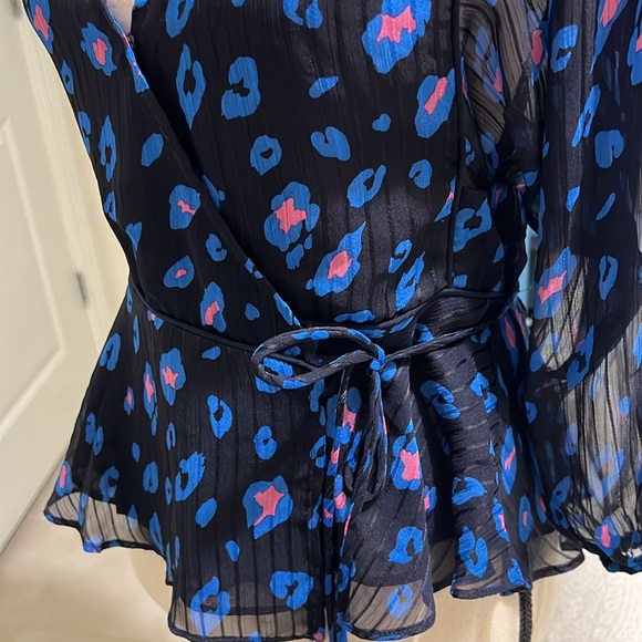 Sugarlips neon carnival leopard chiffon wrap blouse - Picture 6 of 8